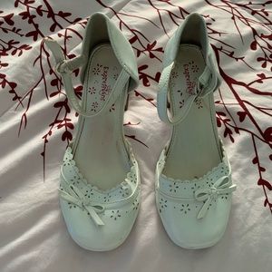 Size 13 white heeled sandals